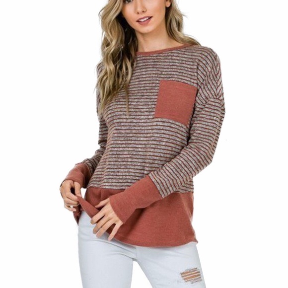 Tops - NWOT Rust Striped Top